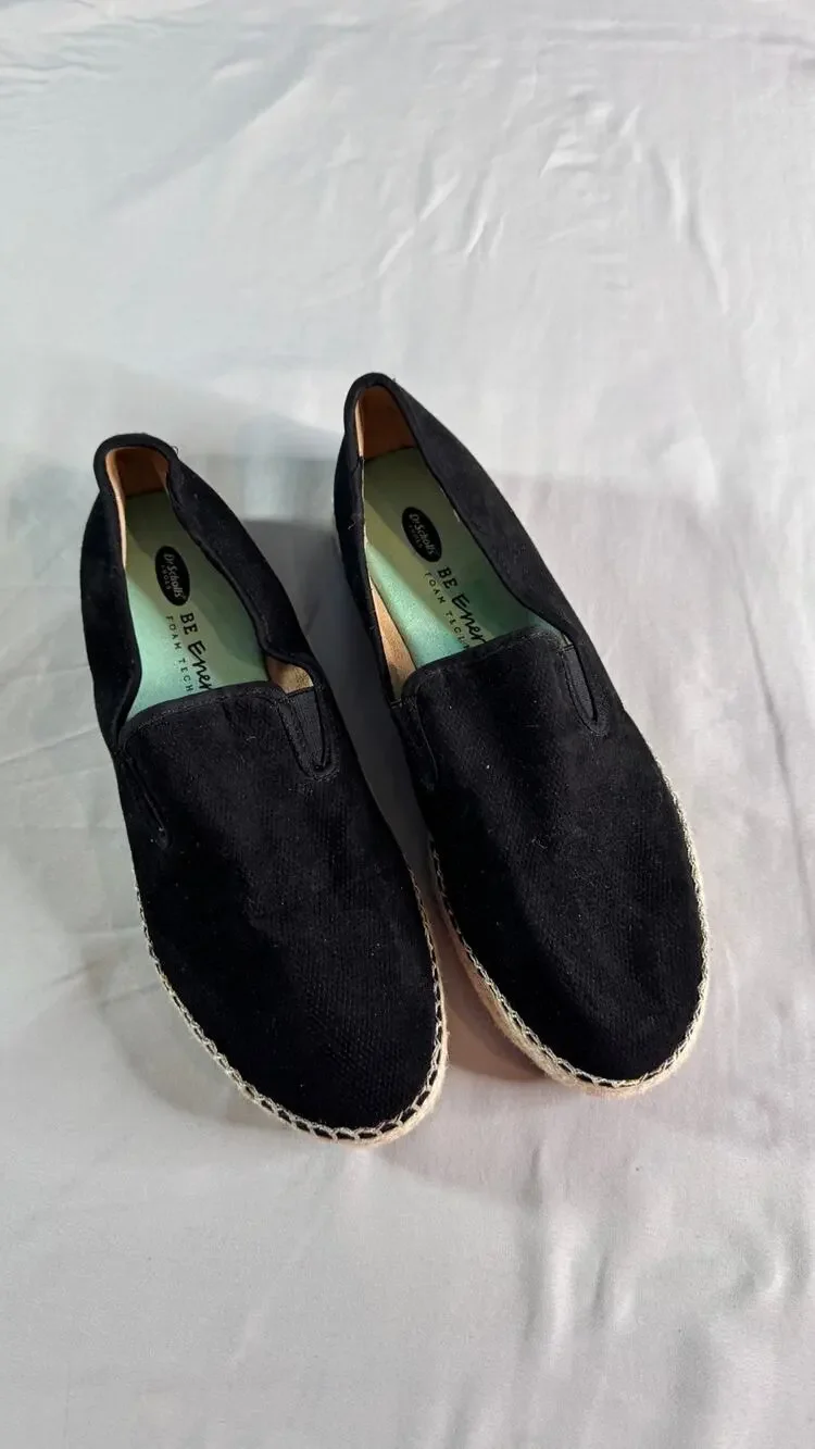 Dr Scholls Find Me Espadrille Loafers Womens 10 Black Slip On Comfort Shoes